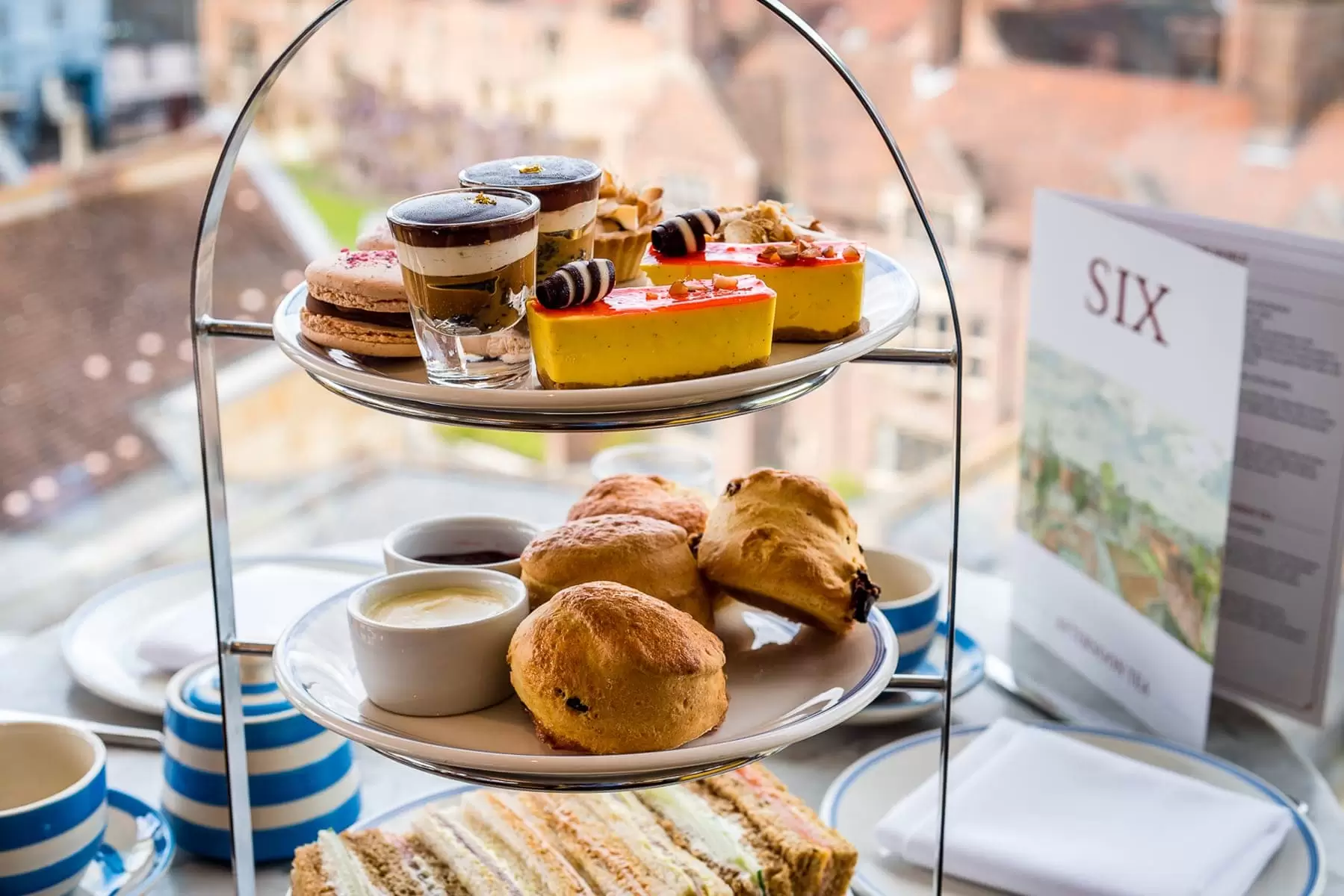 Afternoon tea at SIX, cakes and scones
