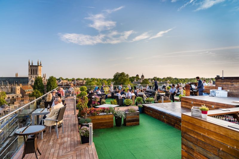 The iconic Roof Terrace bar at the Varsity Hotel