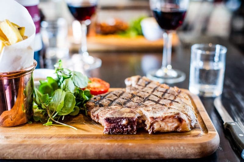 grilled steak and chips