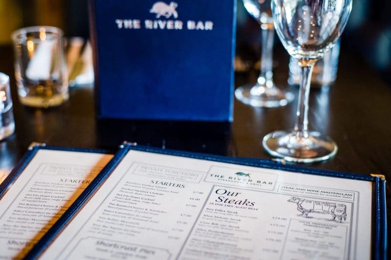 menu of the riverbar