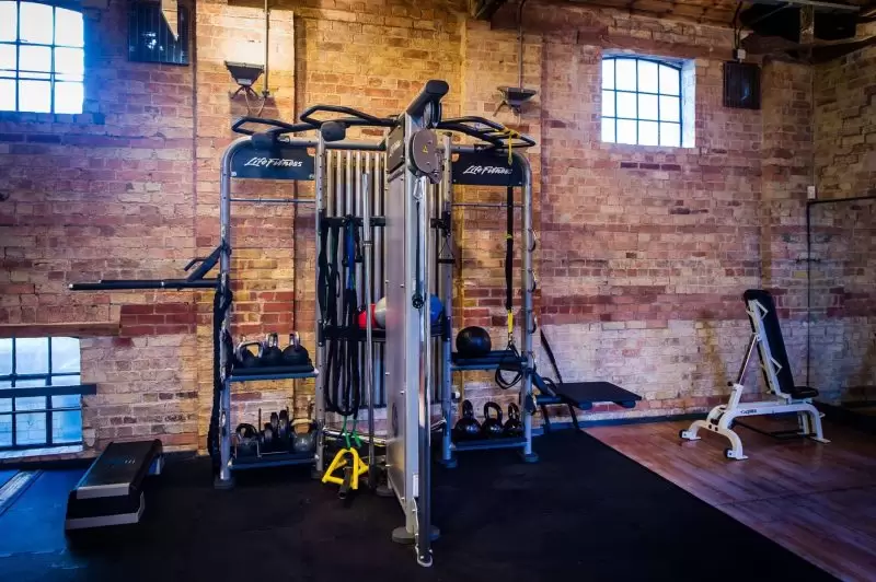 TRX machine, kettle bells, medicine ball and stepper