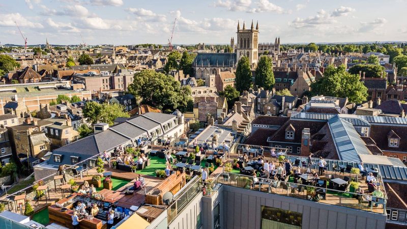 rooftop bar with the view of cambridge