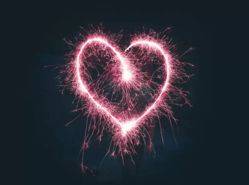 pink heart from a sparkler