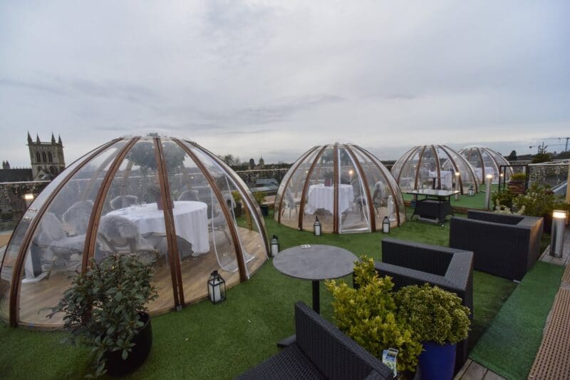 rooftop domes in cloudy weather