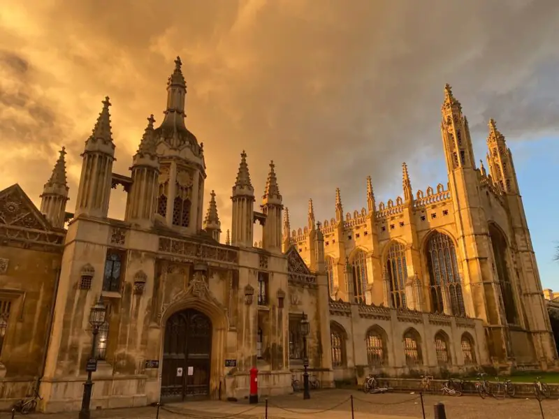 King's College Gatehouse outside King's College Campus, Cambridge, United Kingdom.